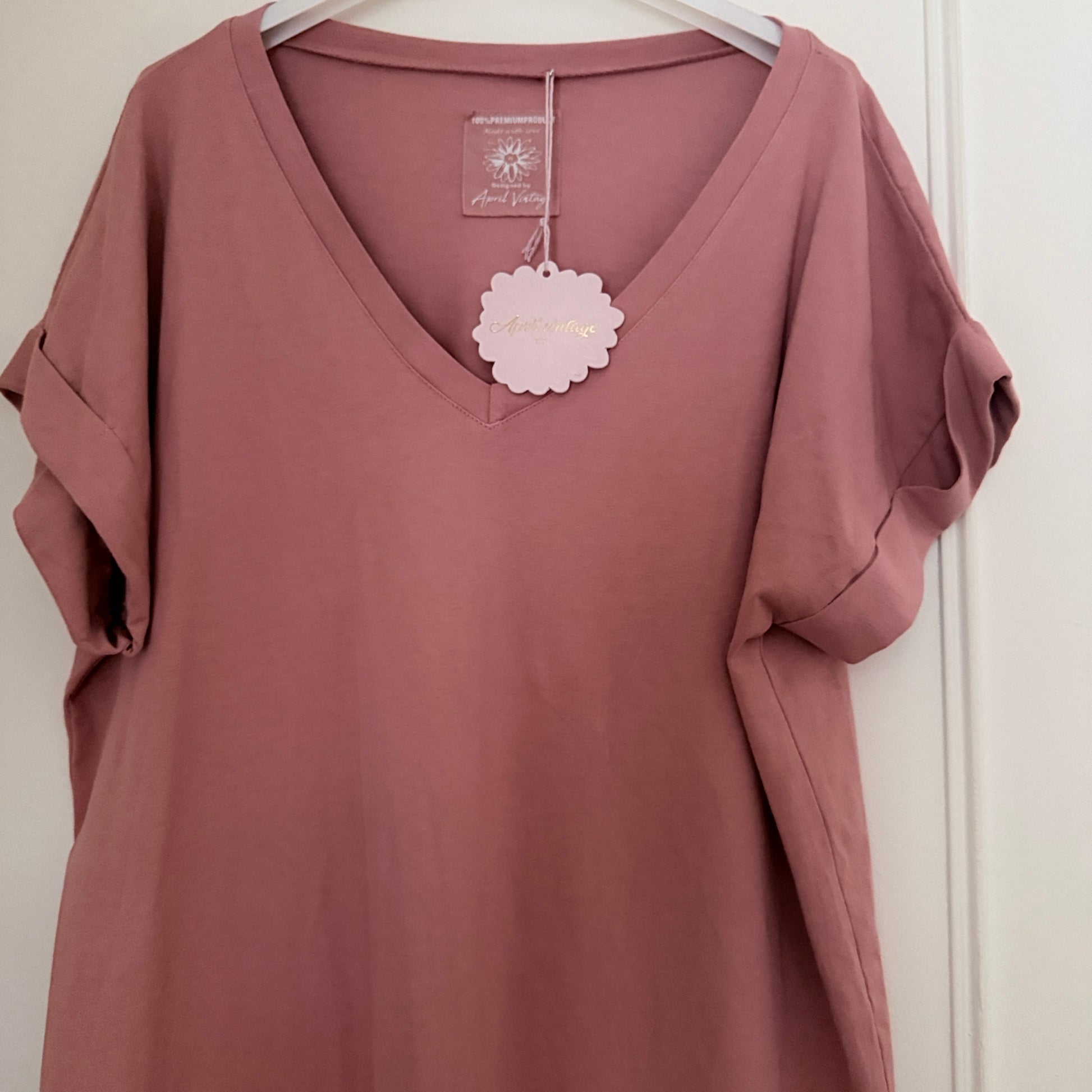 Robe longue tee shirt rose poudré coton taille unique LOUNAE