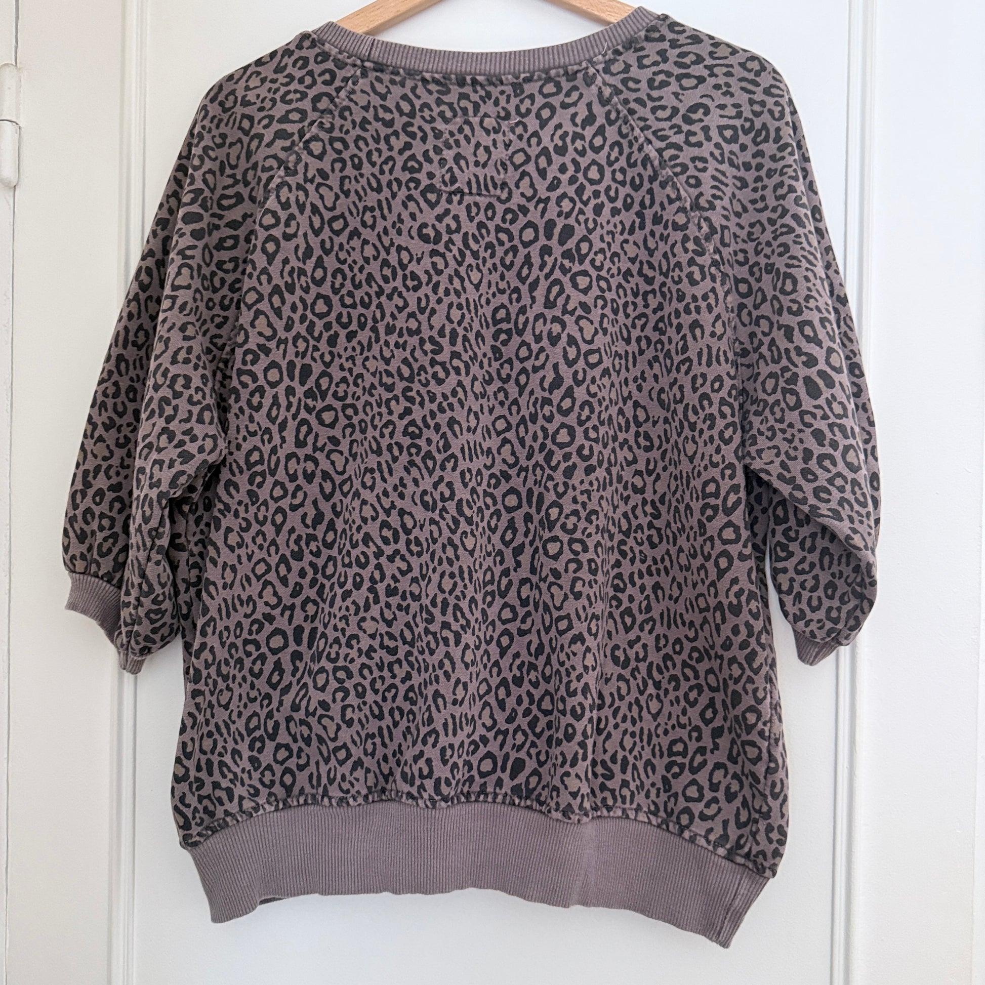Sweat taupe léopard logo amour en coton taille unique LOUNAE