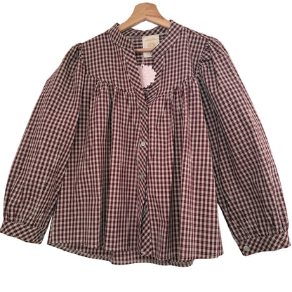 Chemise bordeaux à carreaux en coton LOUNAE