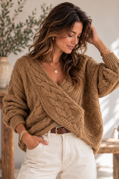 Pull Cache-Coeur Torsadé Camel LOUNAE