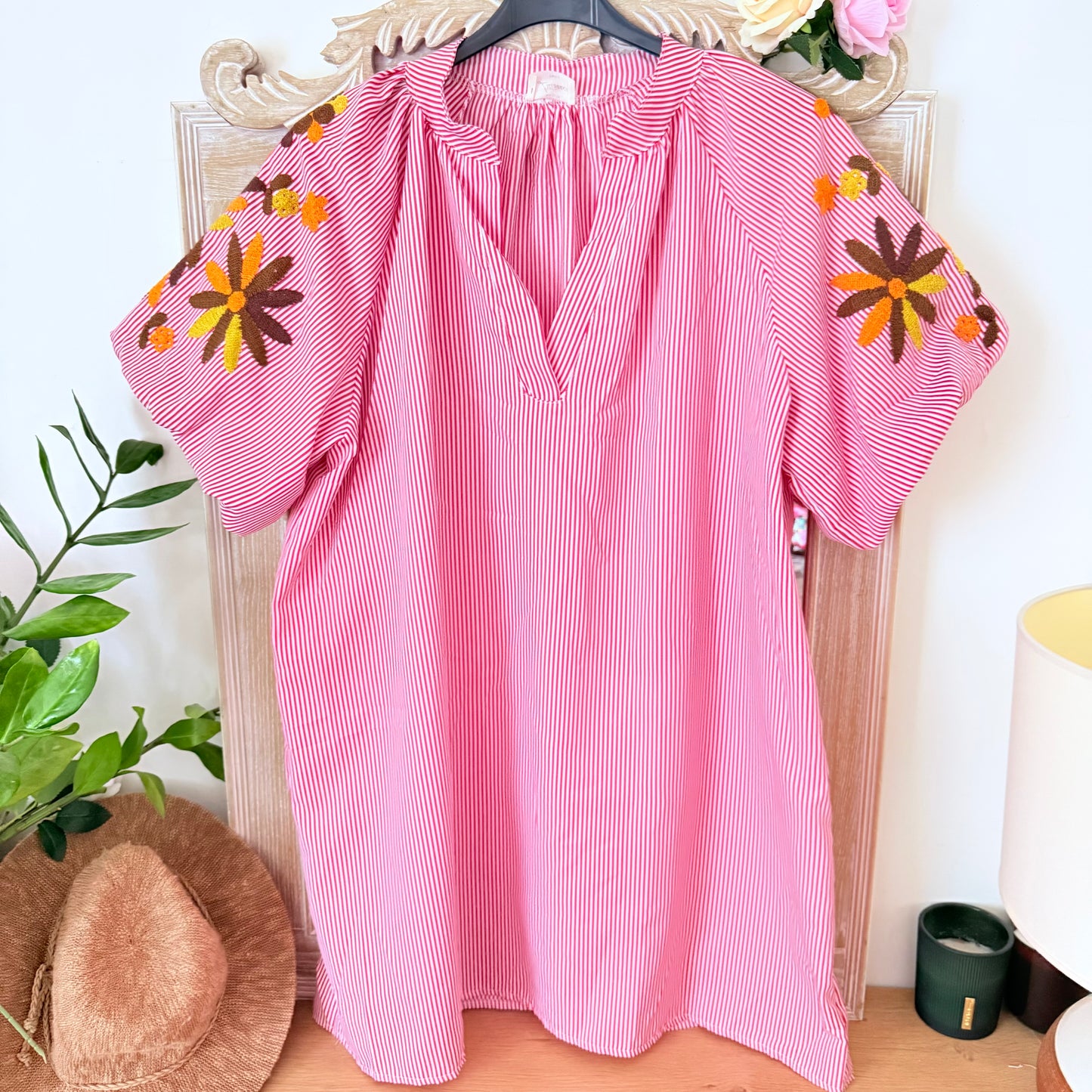 Robe rouge ample manches xxl - Luizacco