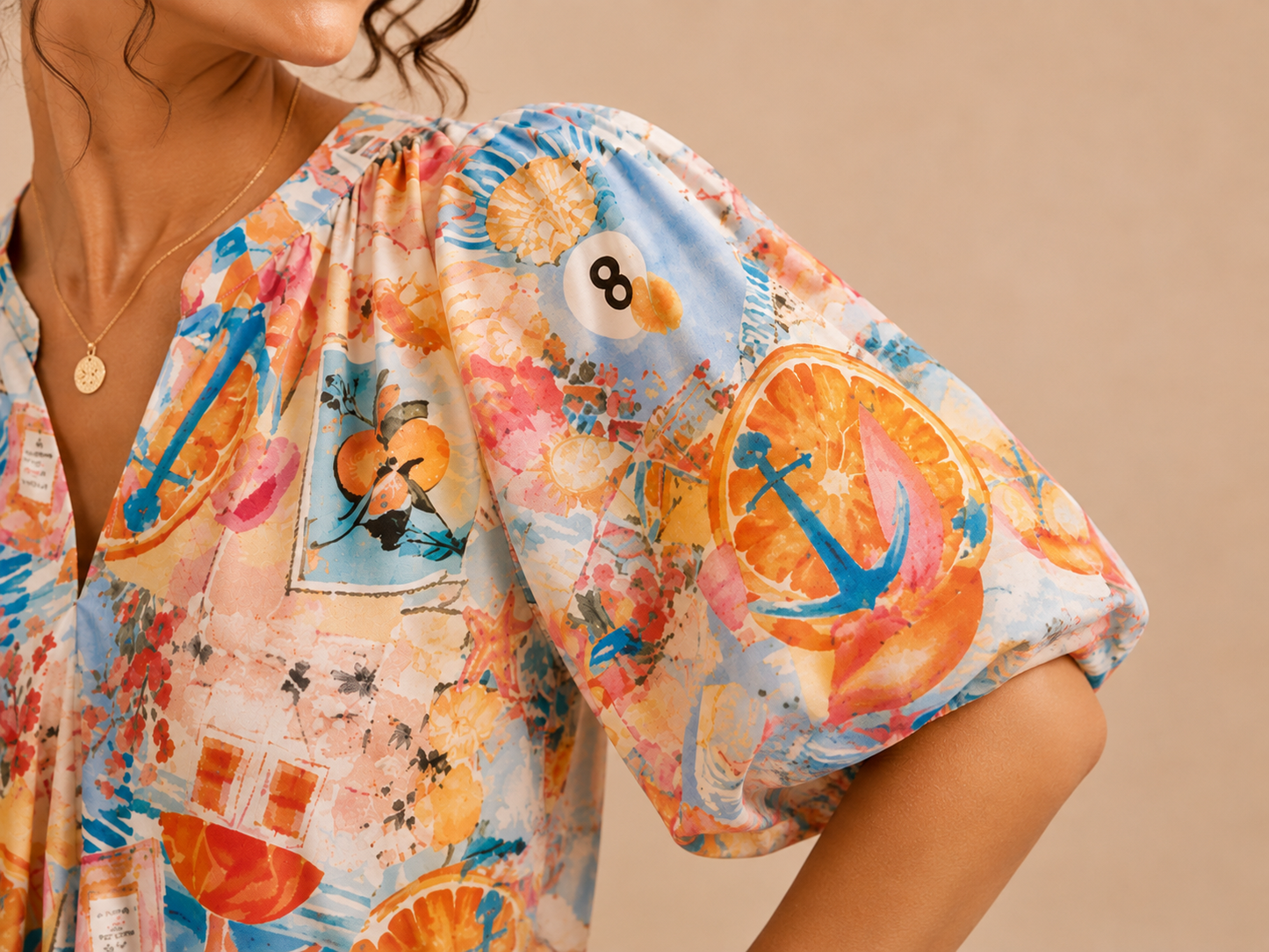 Robe courte imprimée manches bouffantes LOUNAE