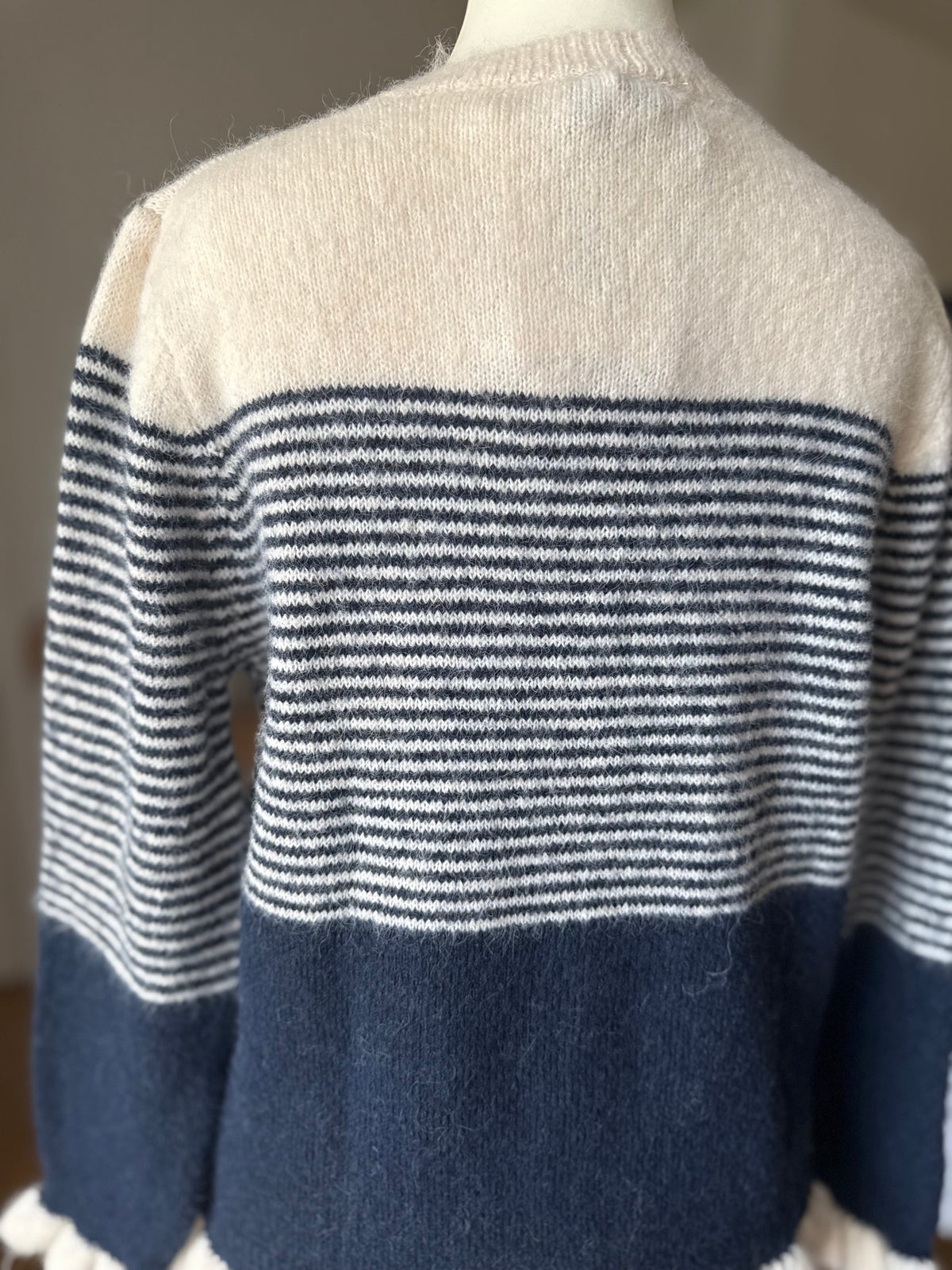 Gilet Rayé Marinière Bleu Marine et Beige LOUNAE