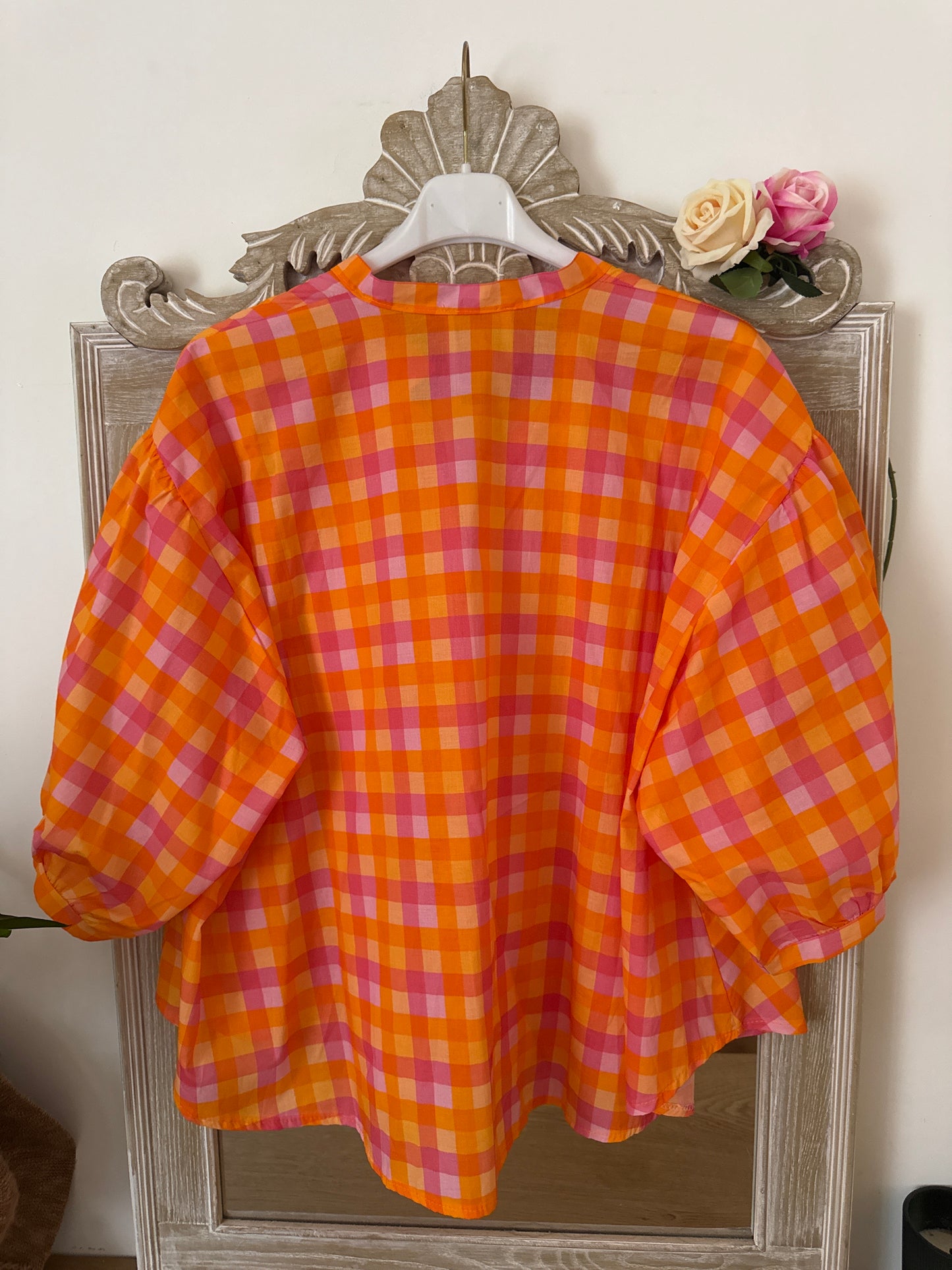 Chemise rayée orange et rose - April vintage