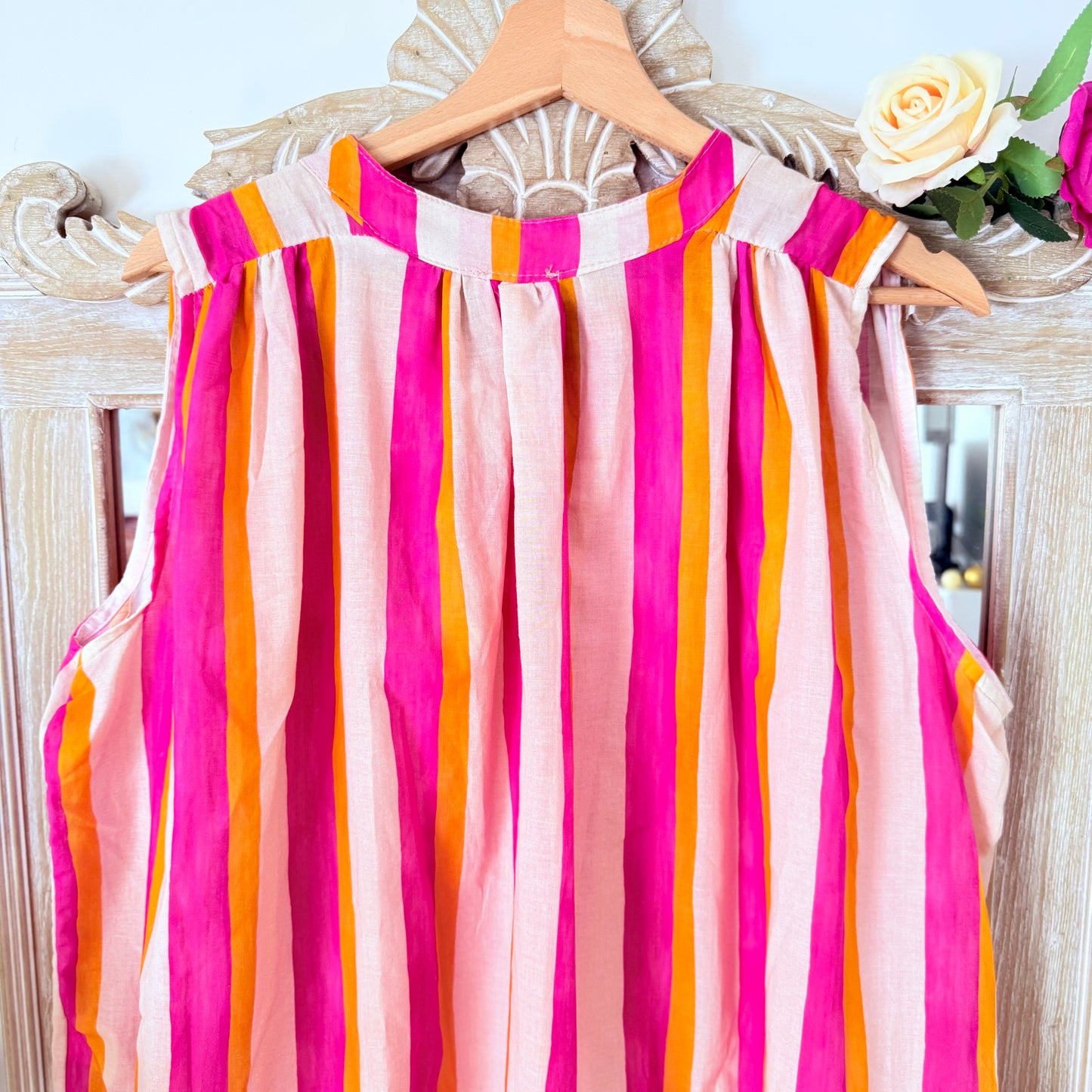 Blouse rayée rose & orange – Luizacco