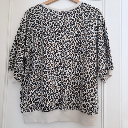 Sweat beige léopard manches trois quarts logo amour taille unique LOUNAE