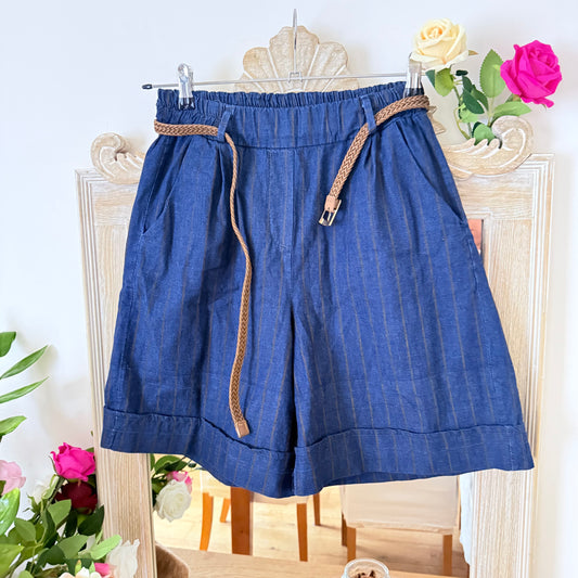 Short bleu rayé Camel - Carla Giannini