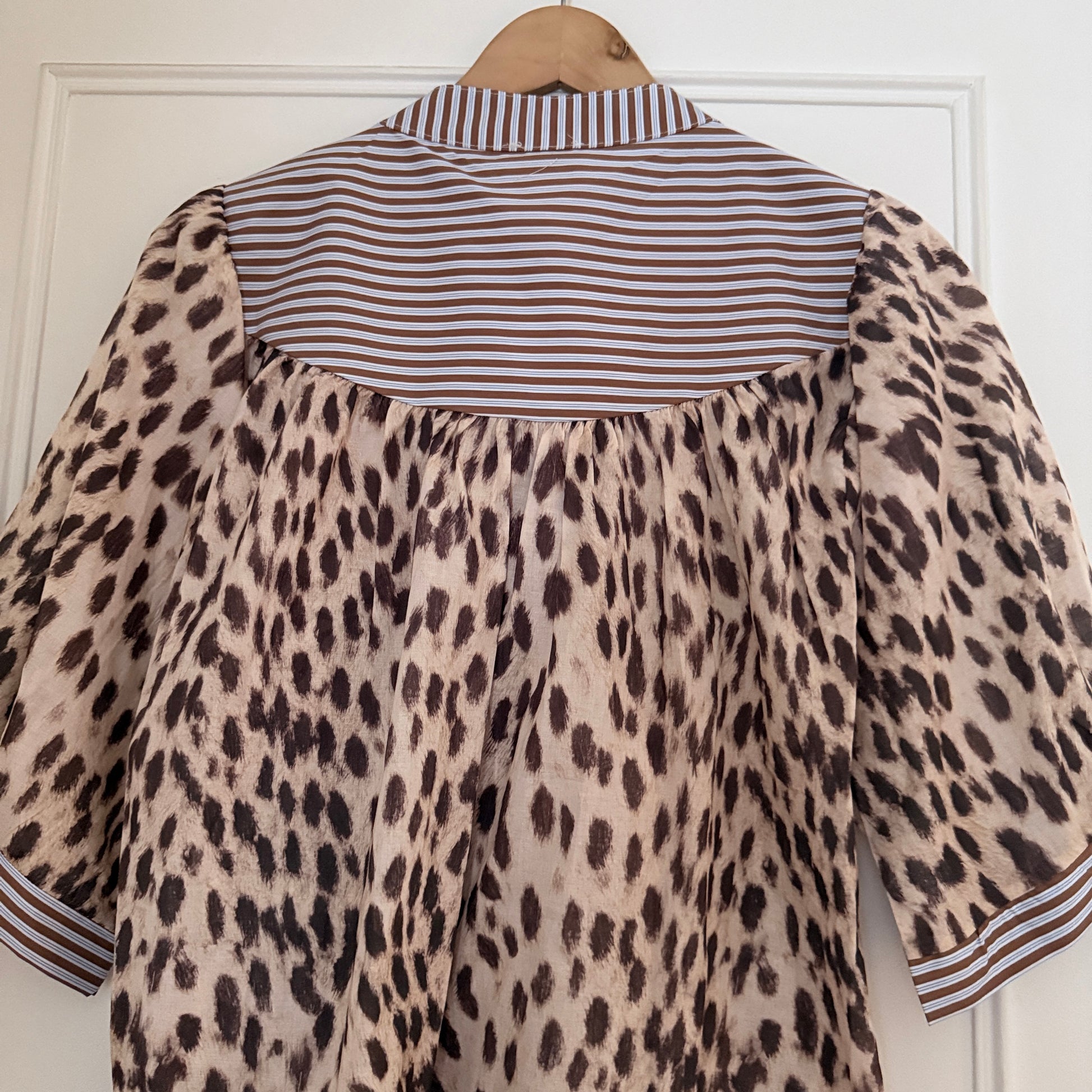 Chemise beige marron leopard manches ballon taille unique LOUNAE