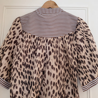 Chemise beige marron leopard manches ballon taille unique LOUNAE