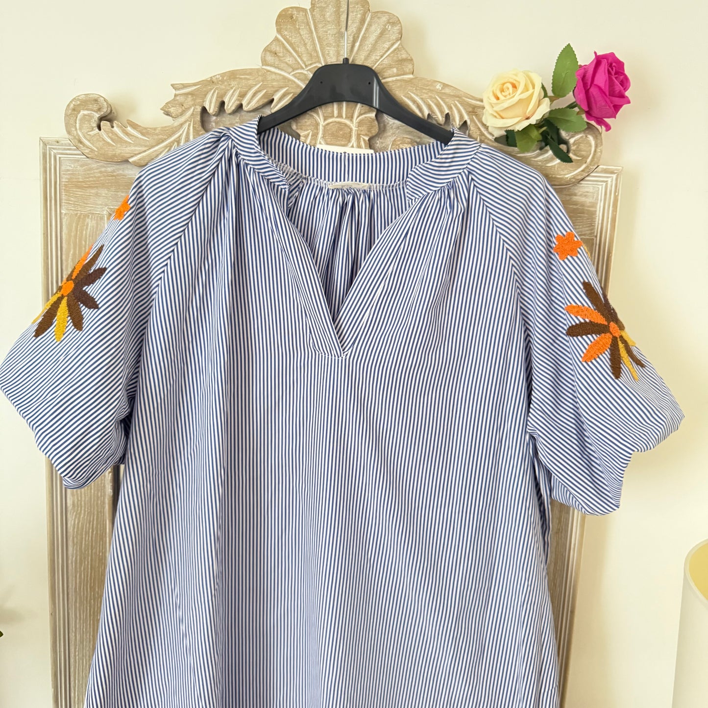 Robe bleu manches xxl - Luizacco