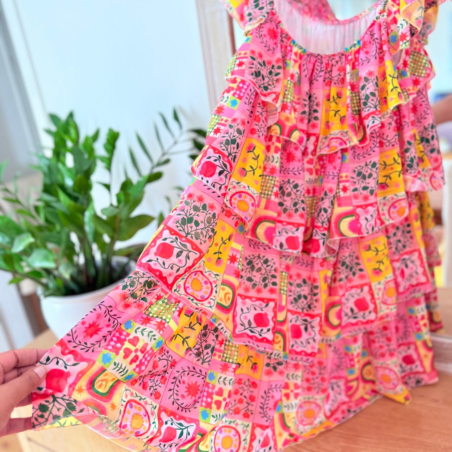 Robe rose et jaune - April vintage
