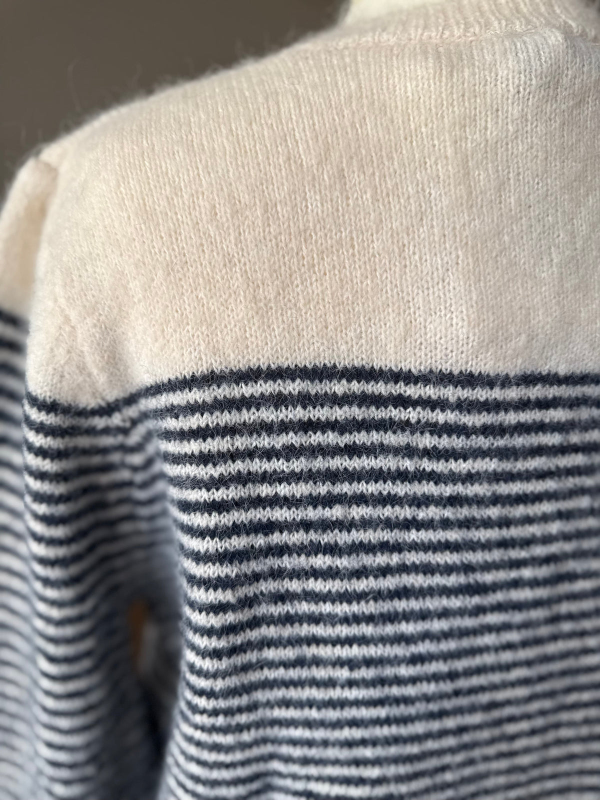 Gilet Rayé Marinière Bleu Marine et Beige LOUNAE