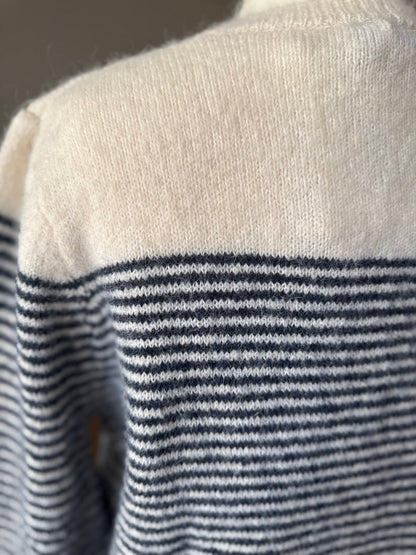 Gilet Rayé Marinière Bleu Marine et Beige LOUNAE