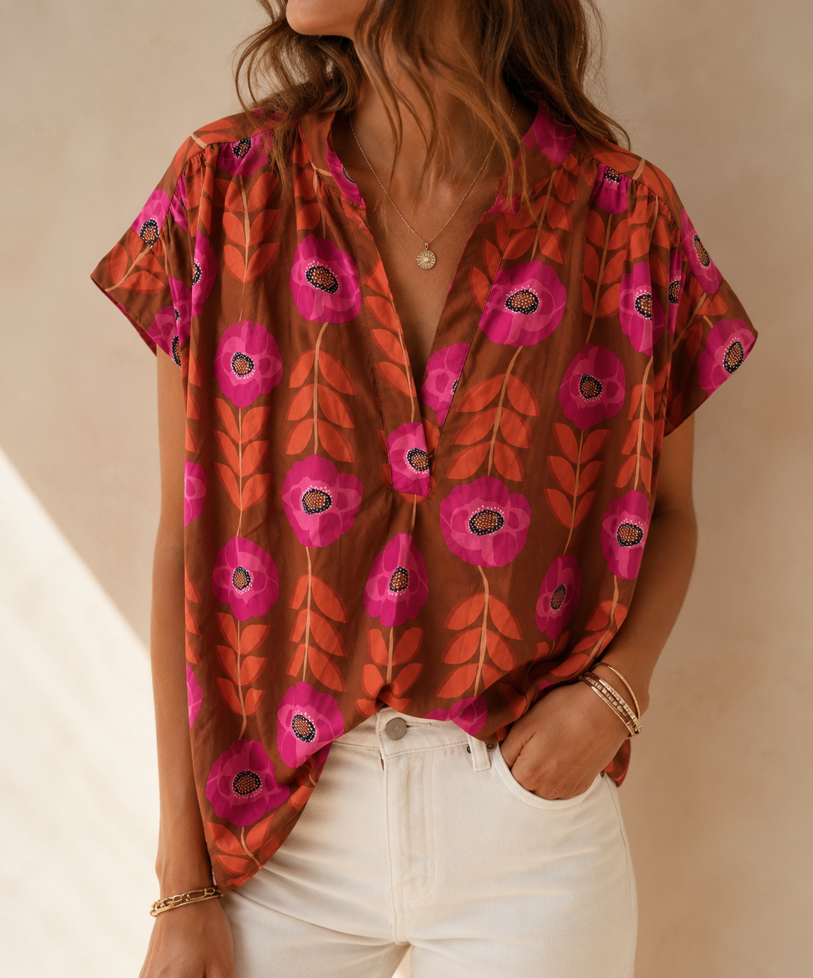 Blouse marron rose - Luizacco