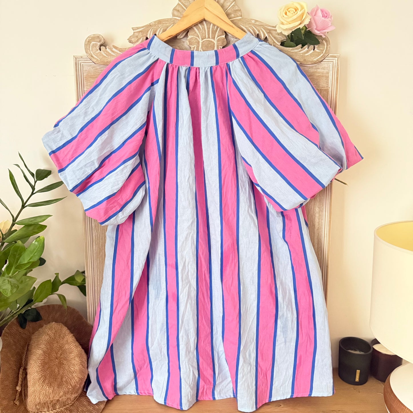 Robe rayures bleues et roses - Lovika