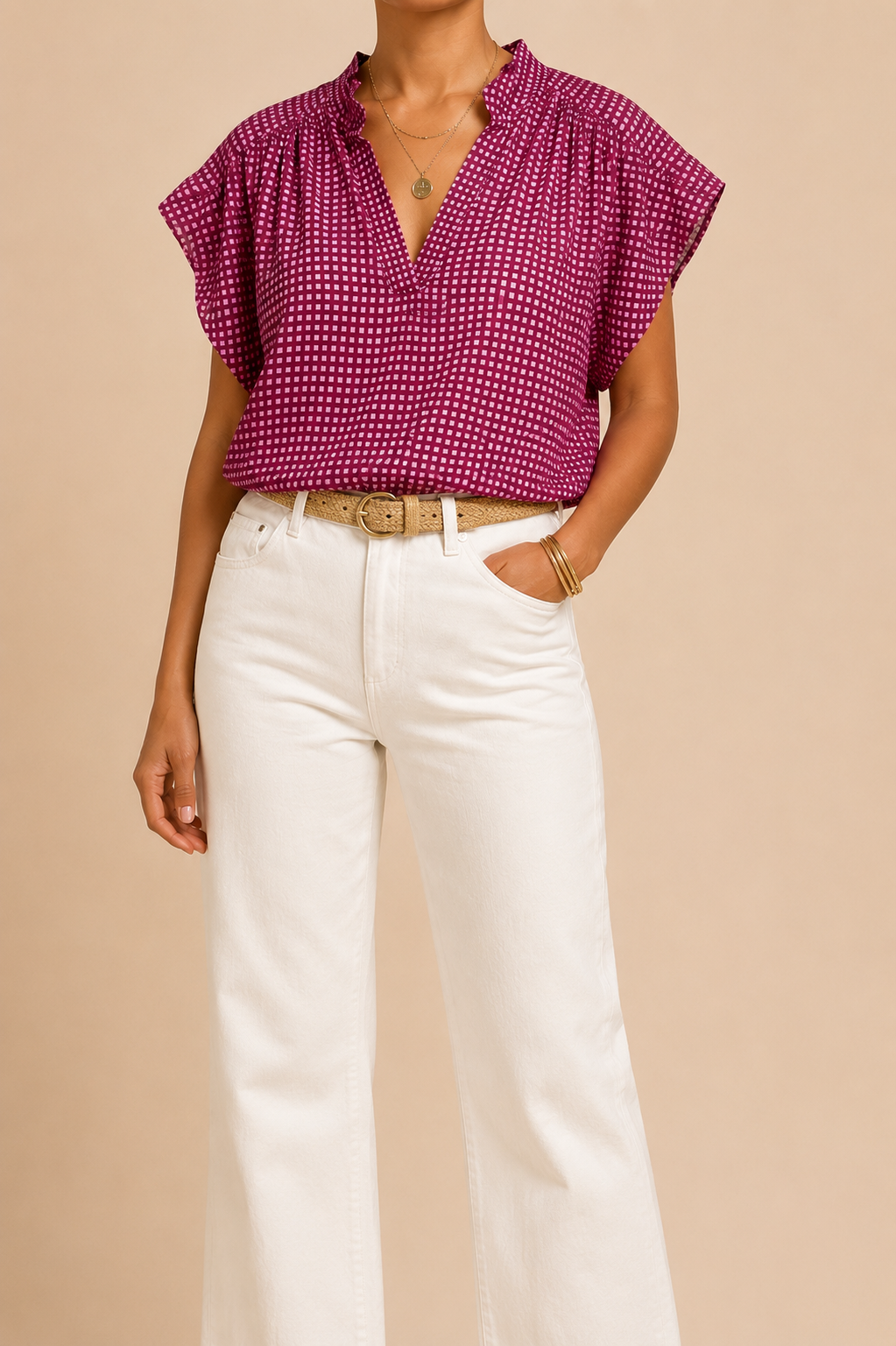 Blouse bordeaux rose - Luizacco