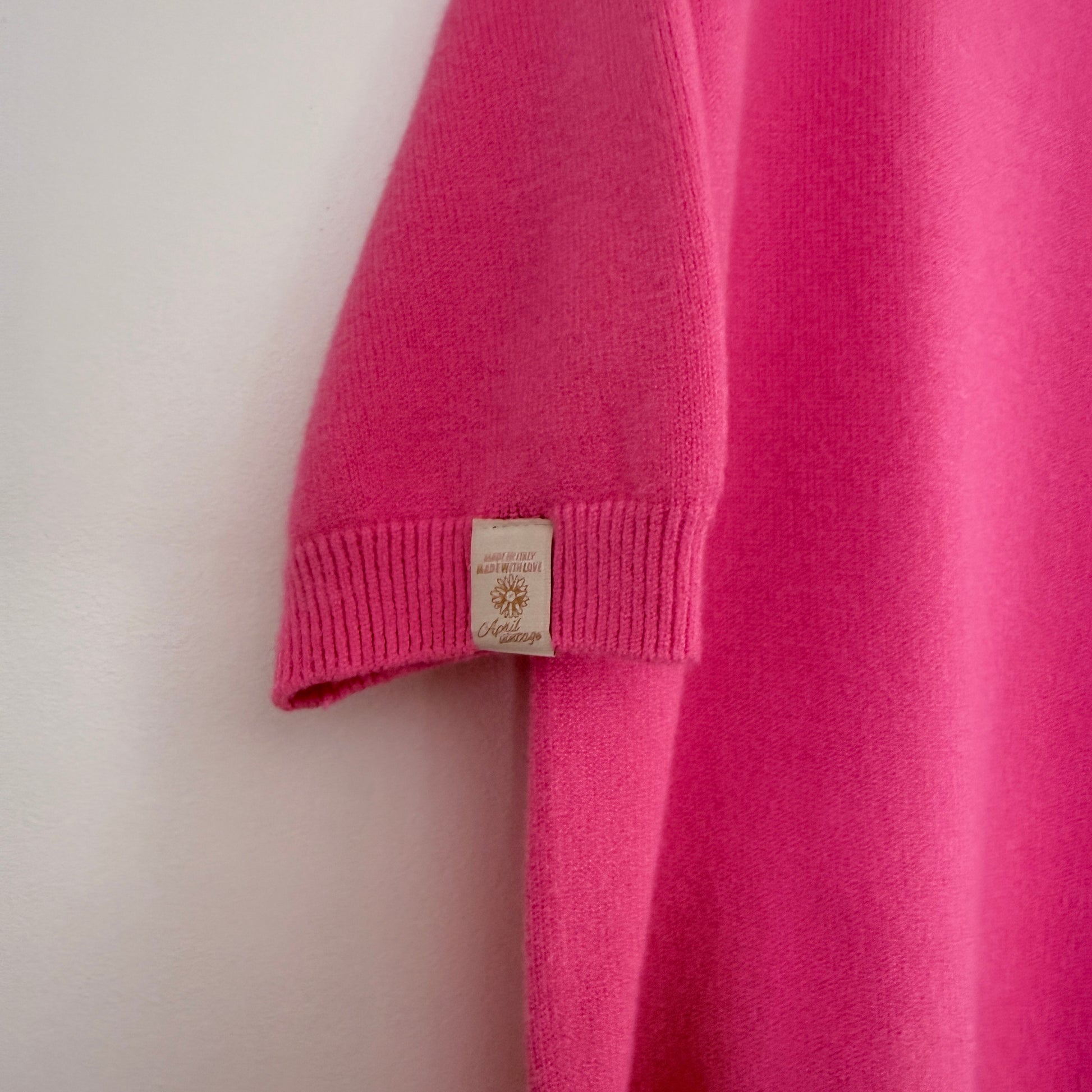 Pull col rond rose manches courtes LOUNAE