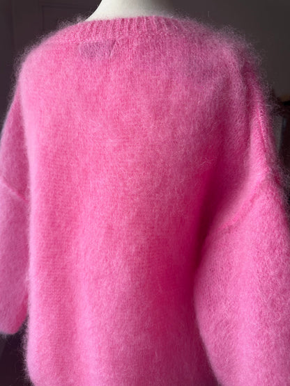 Pull Manches Courtes Rose 80% Kid- Mohair - Made in Italy LOUNAE