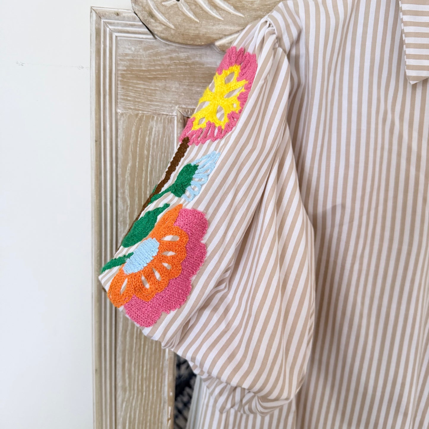 Chemise rayée brodée - Luizacco