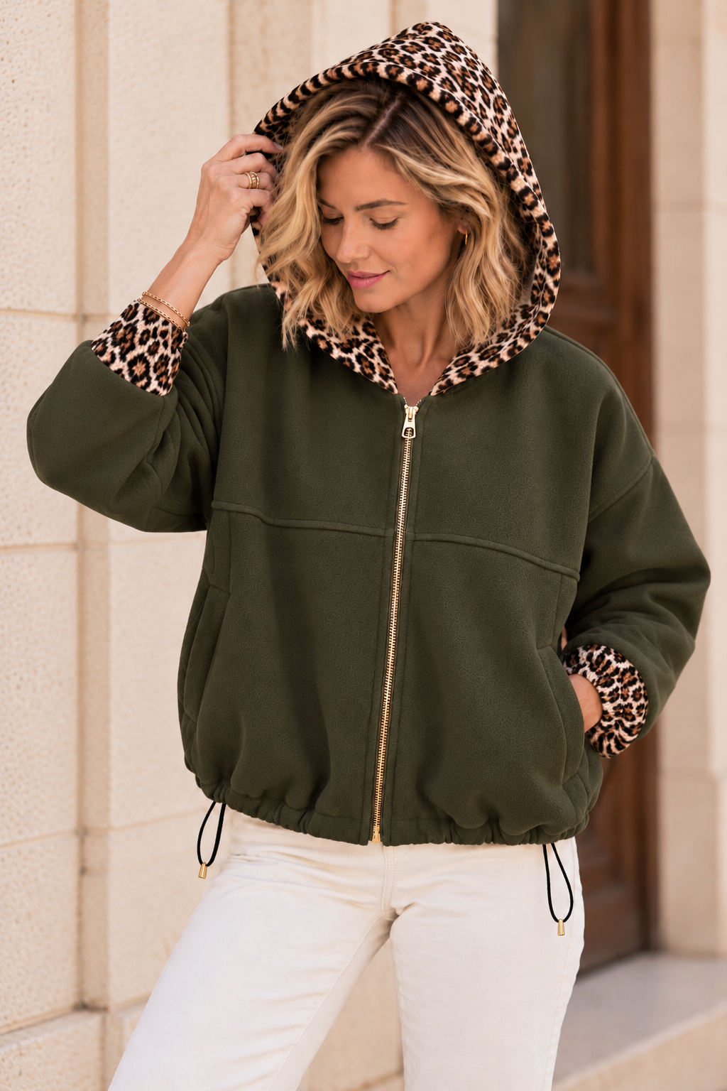 Blouson Johanna Kaki Léopard LOUNAE