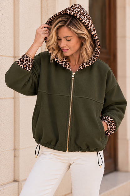 Blouson Johanna Kaki Léopard LOUNAE