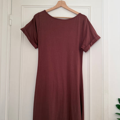 Robe longue marron détail noeuds en coton LOUNAE