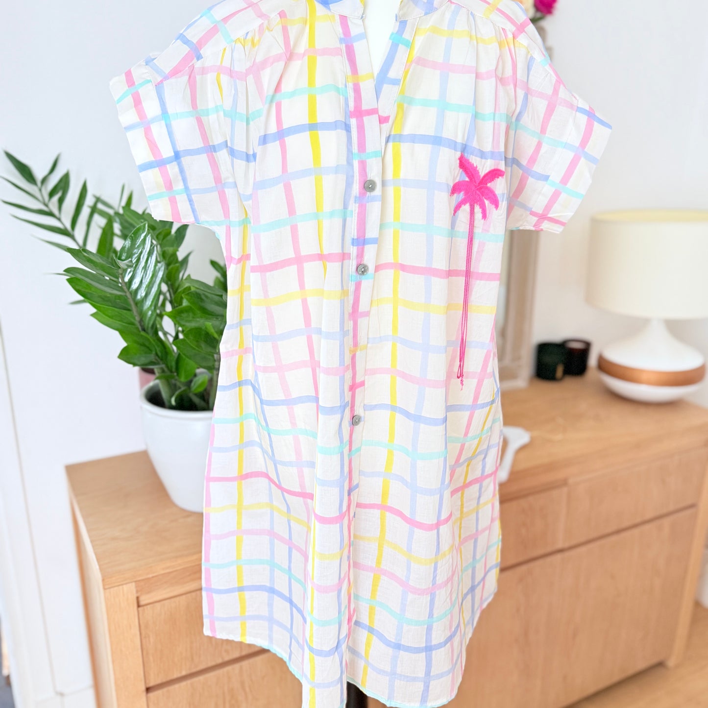 Robe blanche carreaux - April vintage