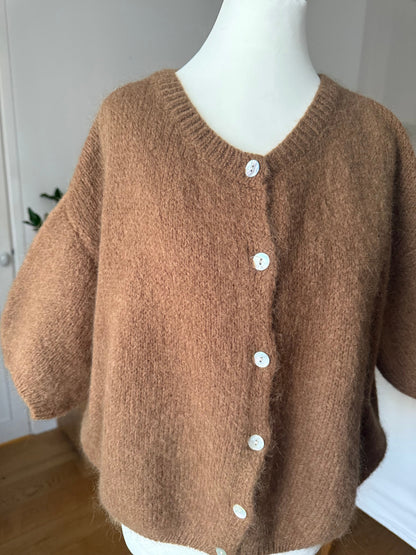 Cardigan Manches Courtes Camel Kid-Mohair LOUNAE