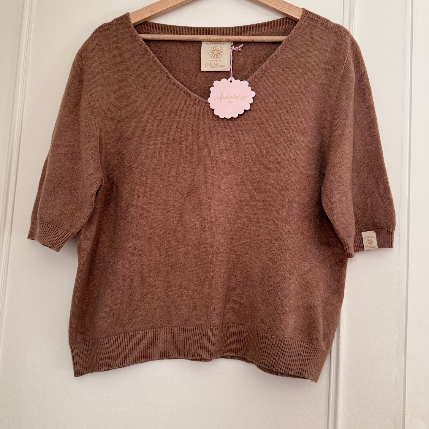 Pull marron manches courtes LOUNAE