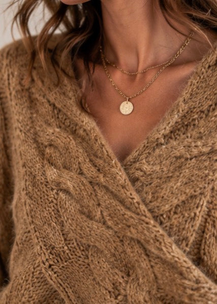 Pull Cache-Coeur Torsadé Camel LOUNAE