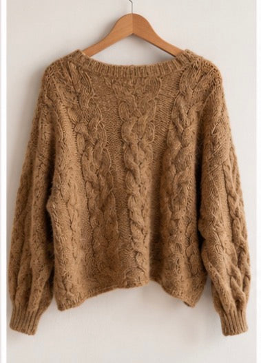 Pull Cache-Coeur Torsadé Camel LOUNAE