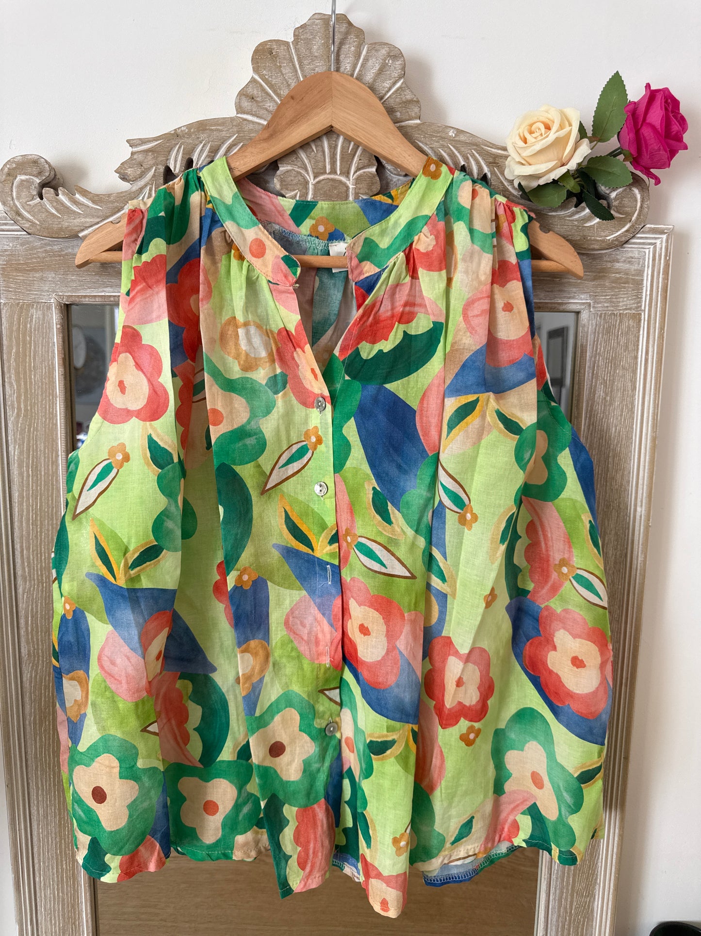 Blouse colorée verte sans manches - Luizacco