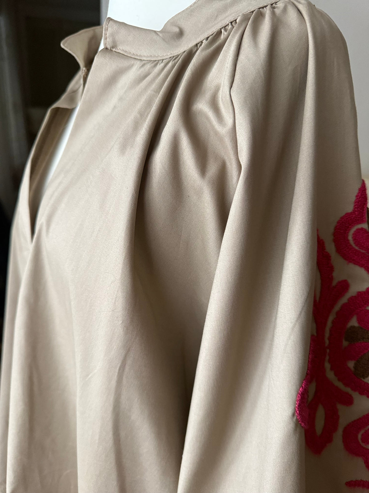 Blouse Bohème Beige Manches Ballon LOUNAE