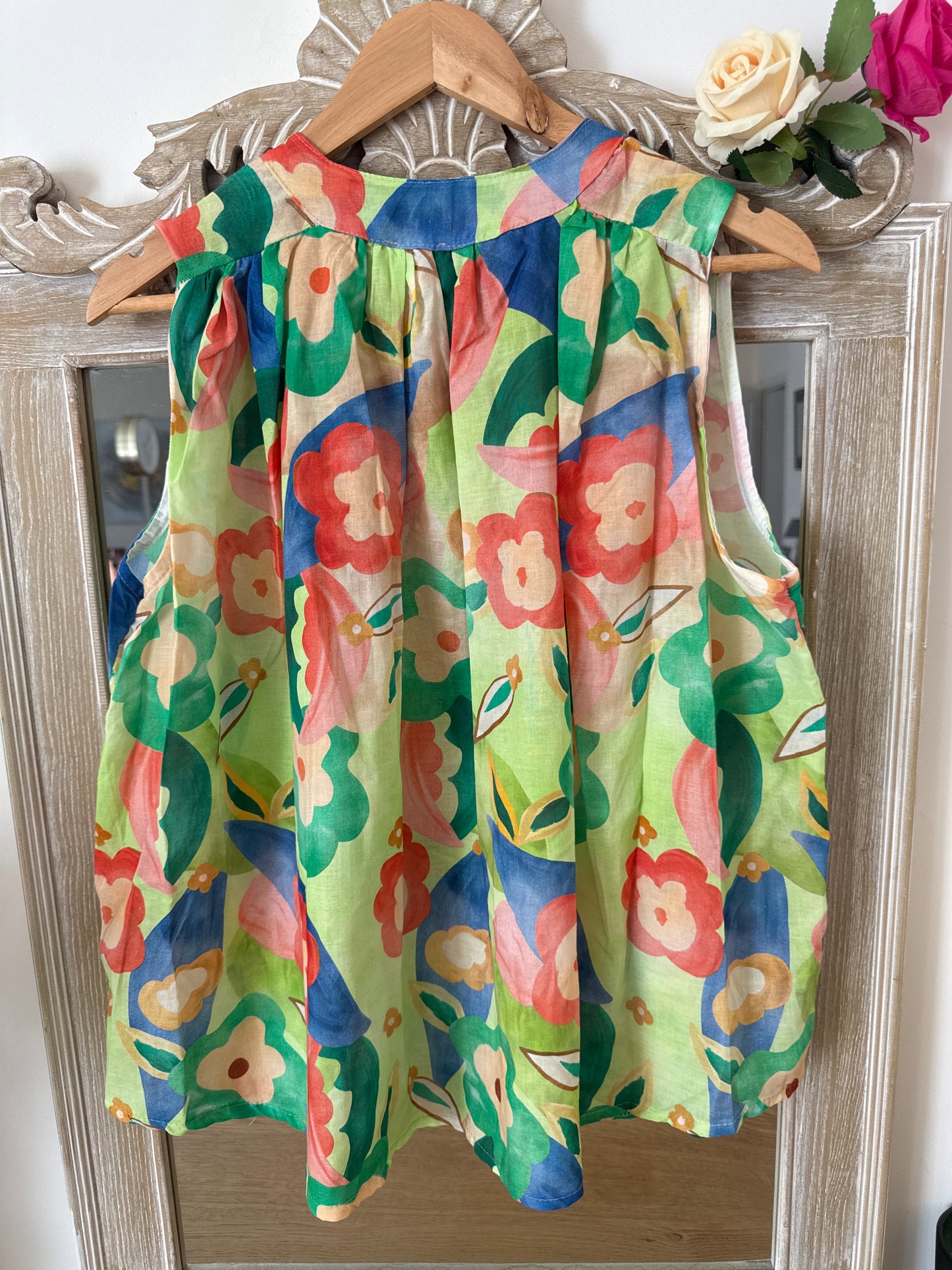 Blouse colorée verte sans manches - Luizacco