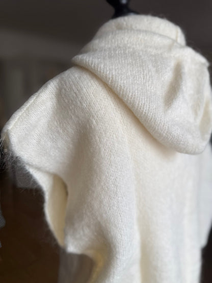 Pull Sans Manches à Capuche Blanc cassé Mohair LOUNAE