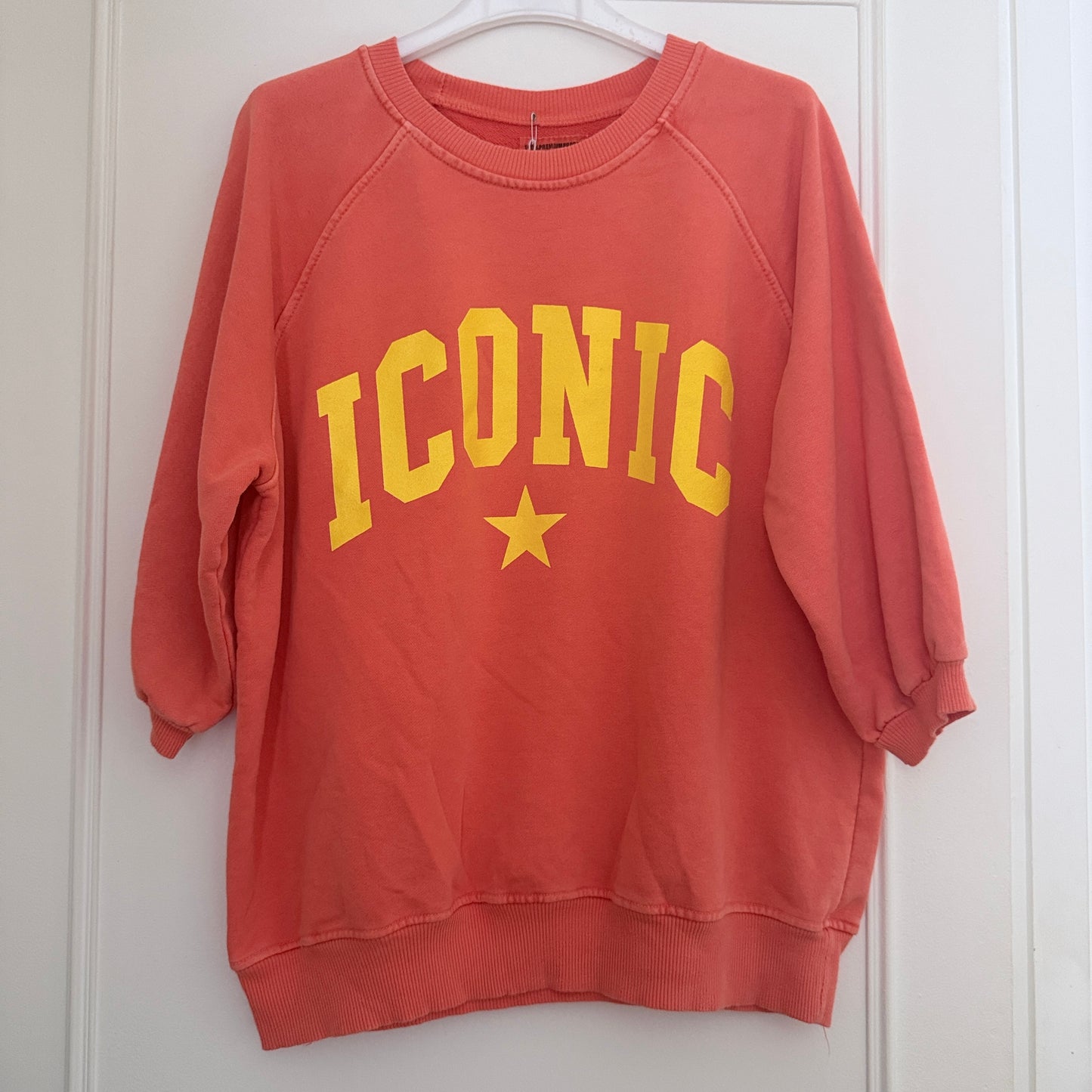 Sweat orange manches trois quarts en coton taille unique LOUNAE