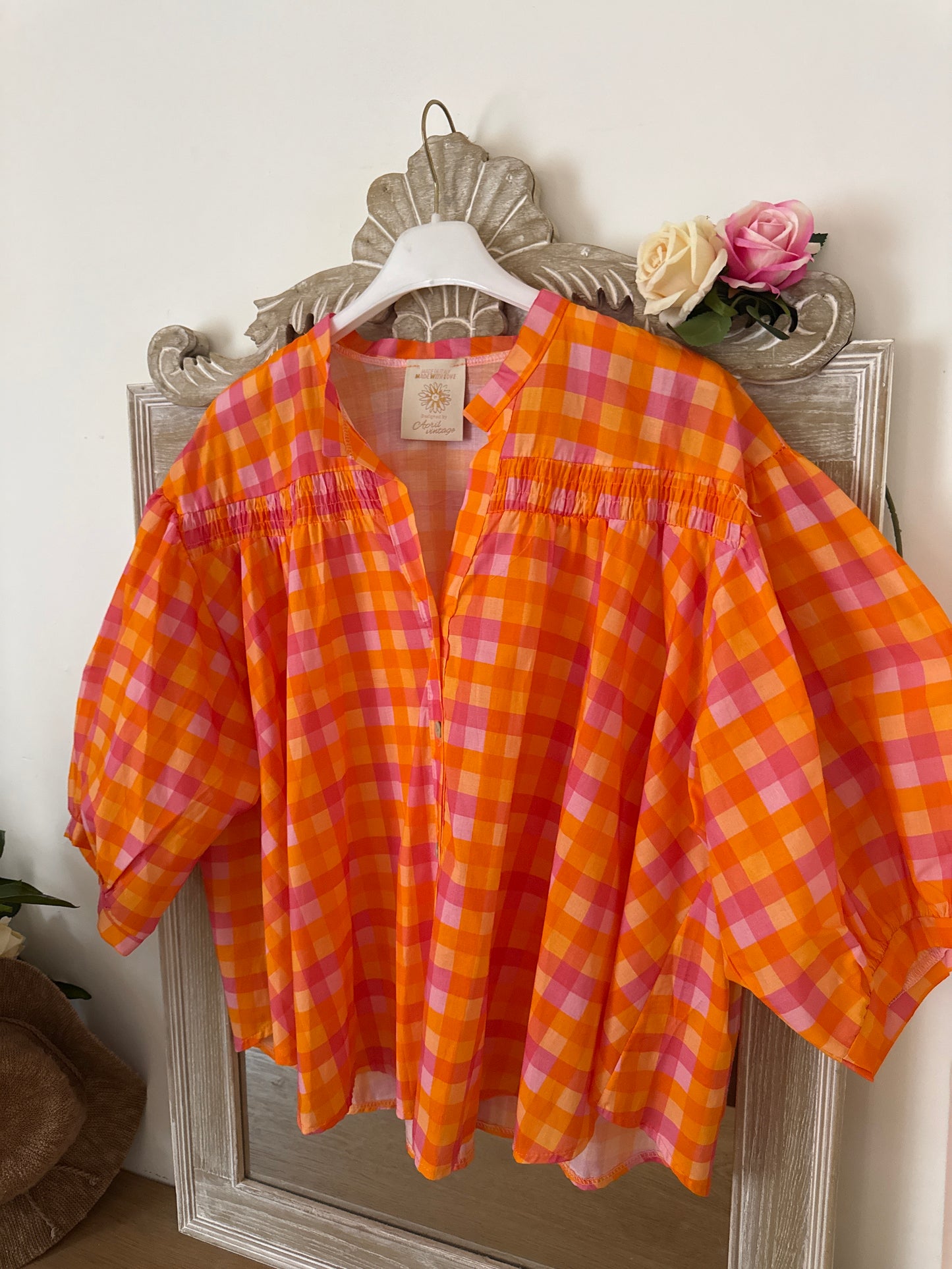 Chemise rayée orange et rose - April vintage