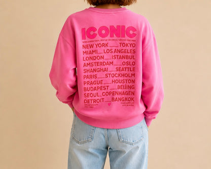 Sweat rose manches longues ICONIC en coton LOUNAE