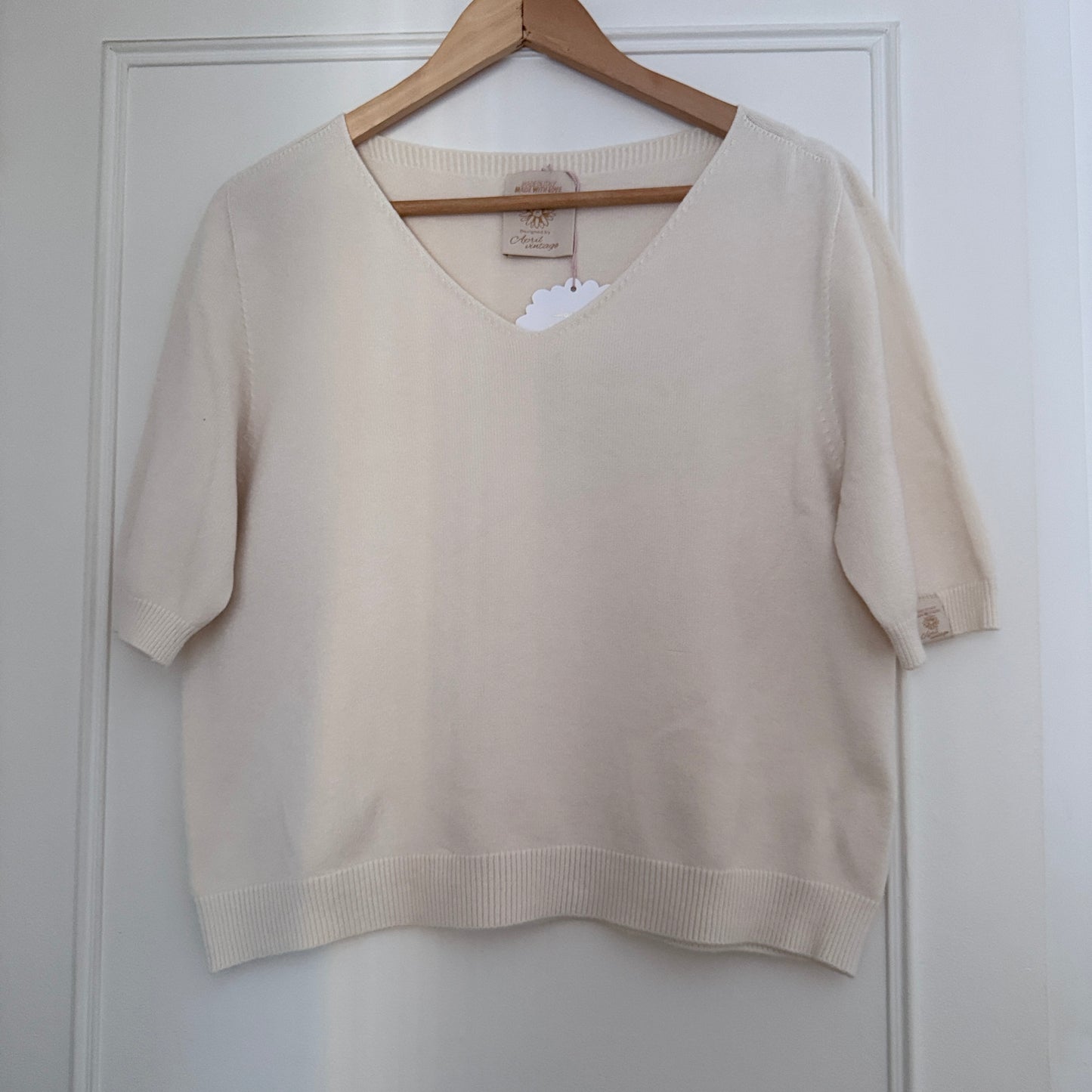 Pull beige manches courtes LOUNAE