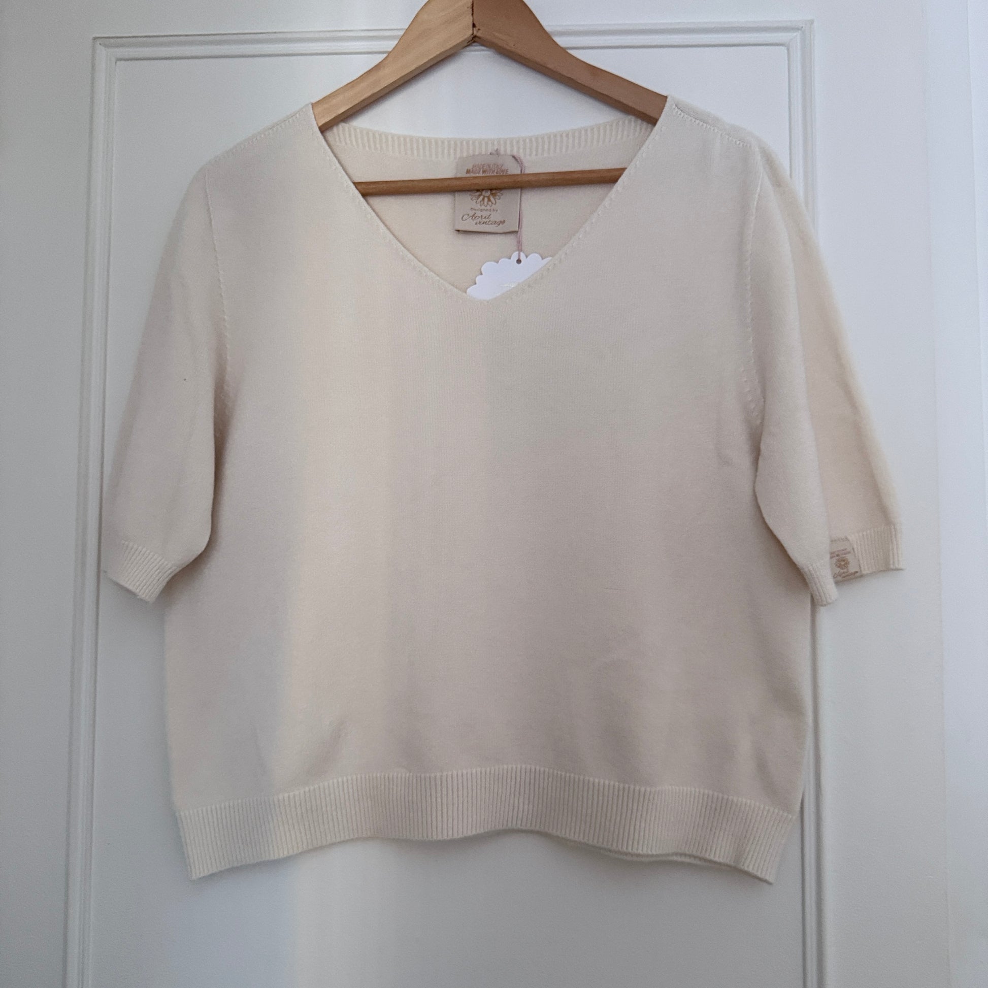 Pull beige manches courtes LOUNAE