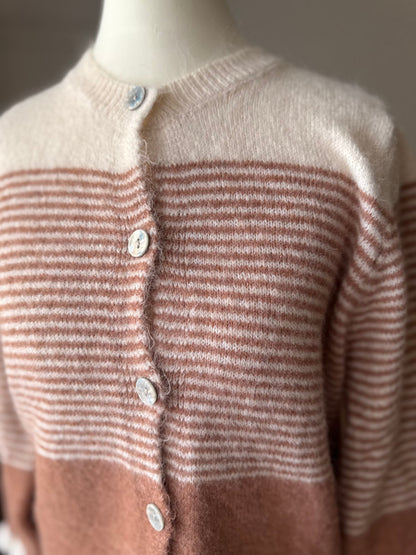 Gilet Rayé Marinière Camel et Beige LOUNAE