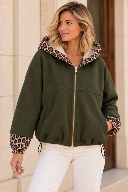 Blouson Johanna Kaki Léopard LOUNAE