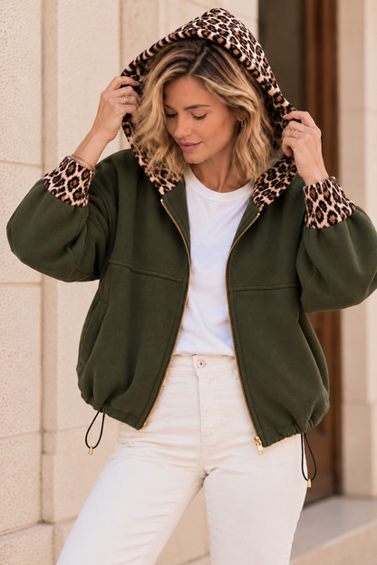 Blouson Johanna Kaki Léopard LOUNAE