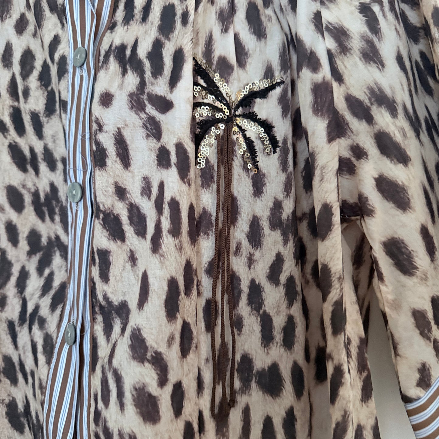 Chemise beige marron leopard manches ballon taille unique LOUNAE