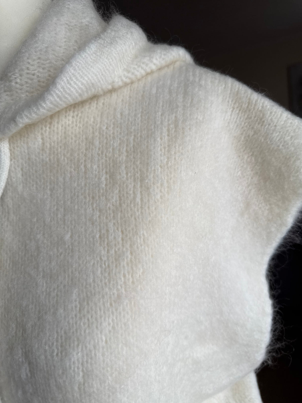 Pull Sans Manches à Capuche Blanc cassé Mohair LOUNAE