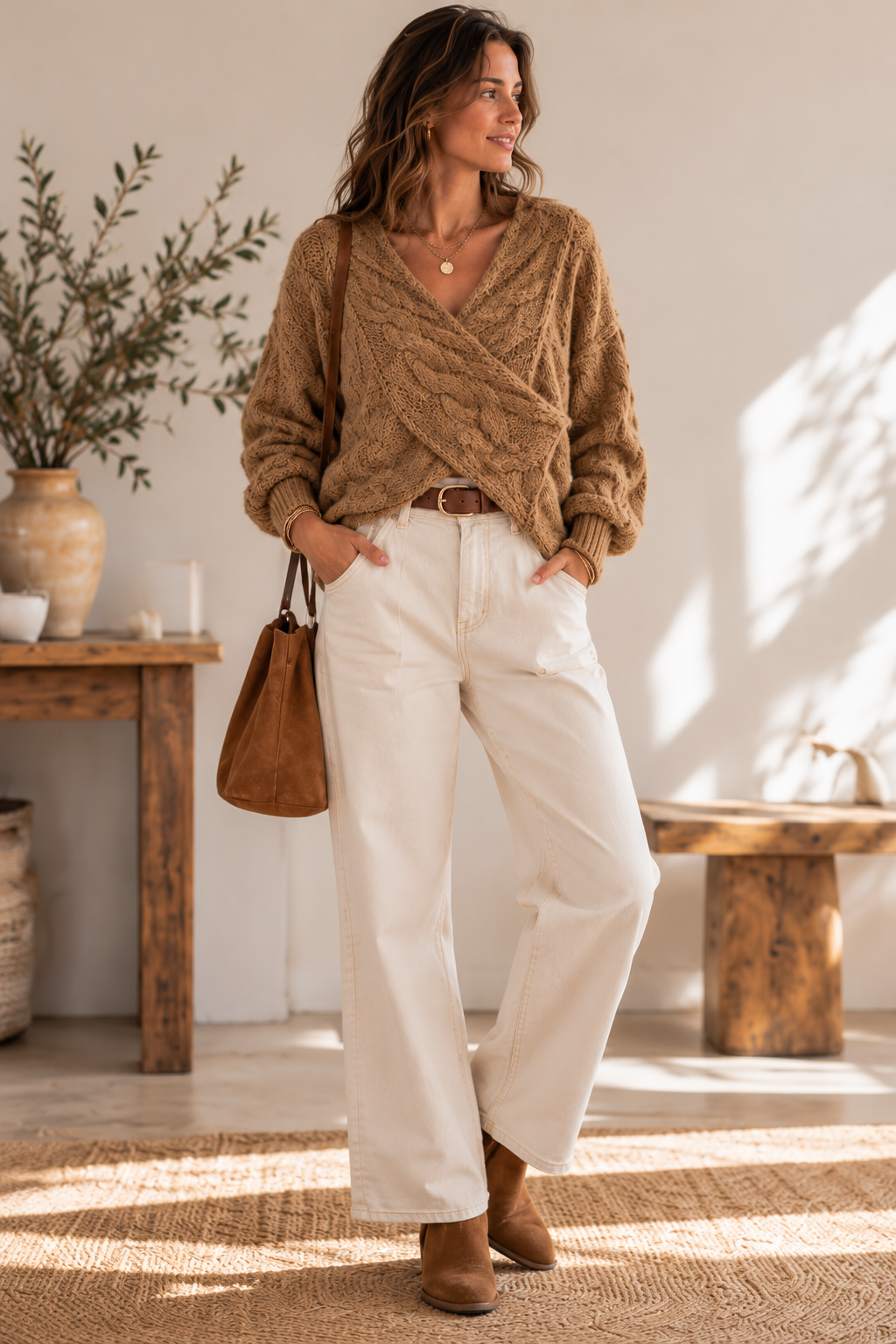 Pull Cache-Coeur Torsadé Camel LOUNAE