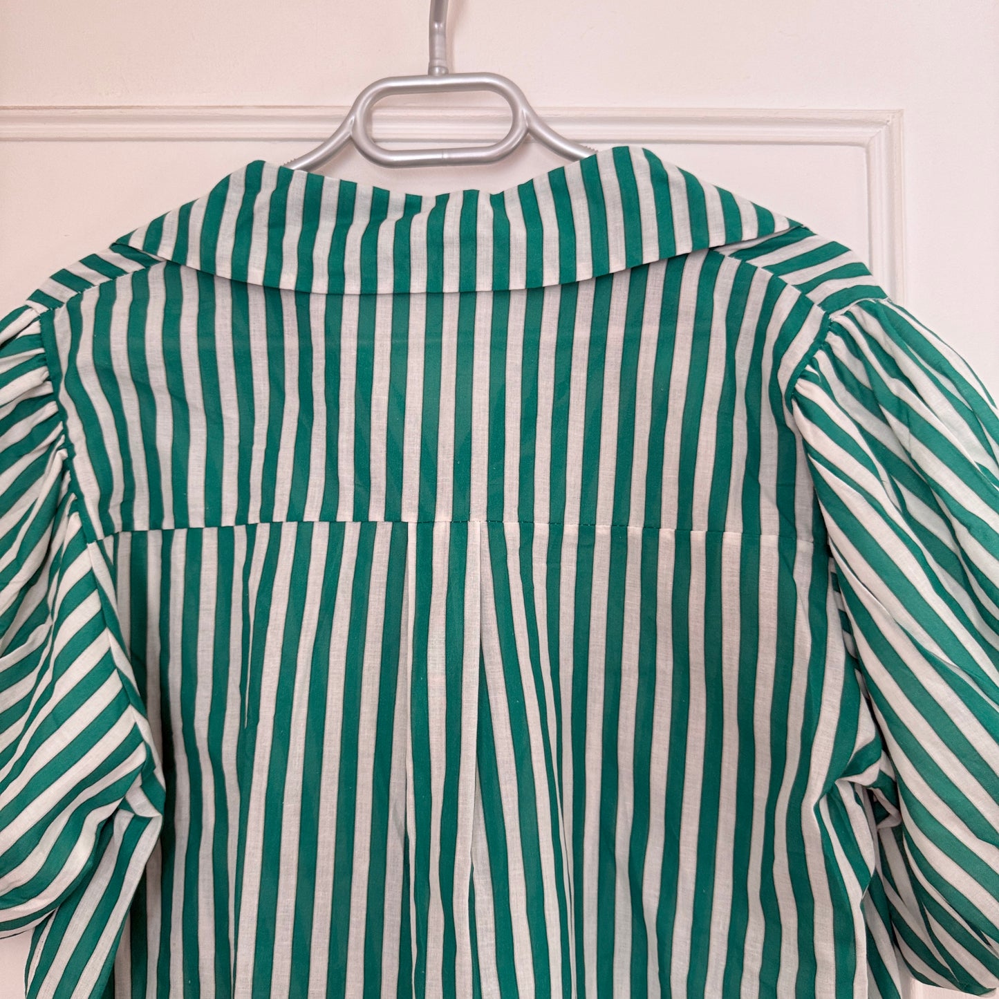 Blouse verte et blanche rayée en coton LOUNAE