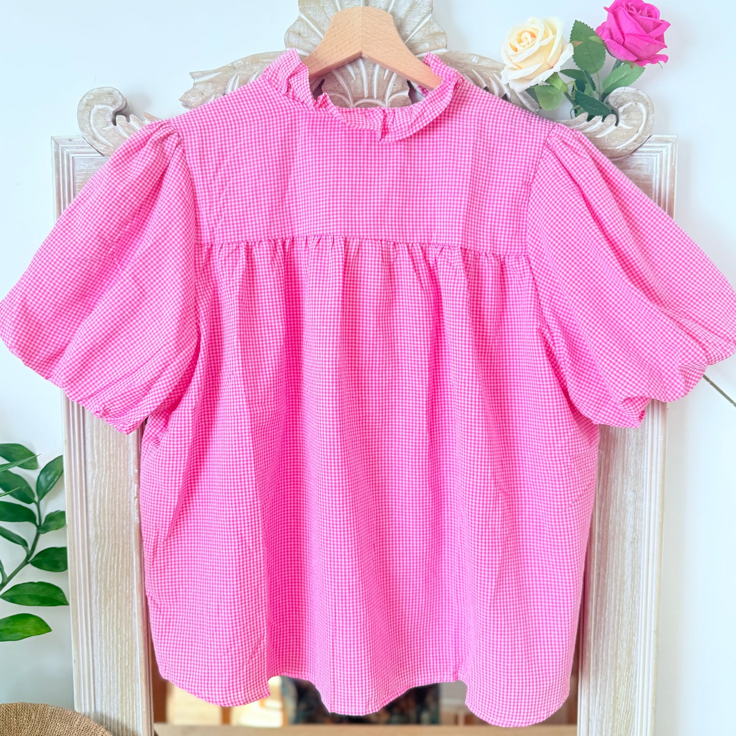 Chemise vichy rose en coton – It Hippie
