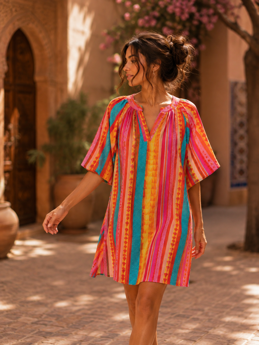 Robe rayée manches amples LOUNAE