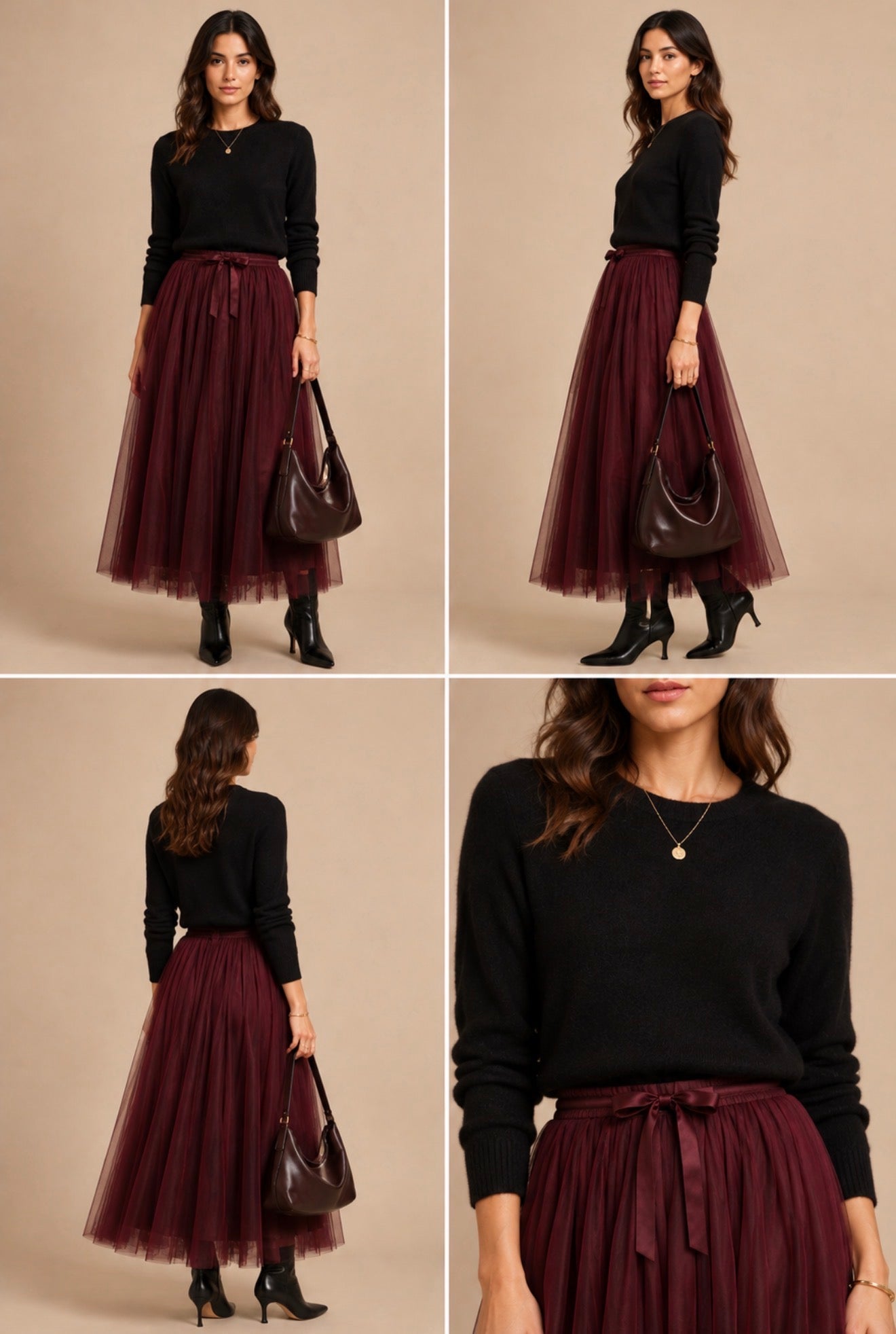 Jupe longue bordeaux style tulle LOUNAE